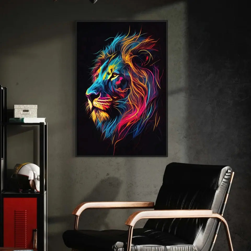 Neon Colored Lion Head