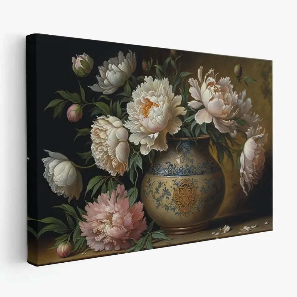 Baroque oil painting of Peonies flowers