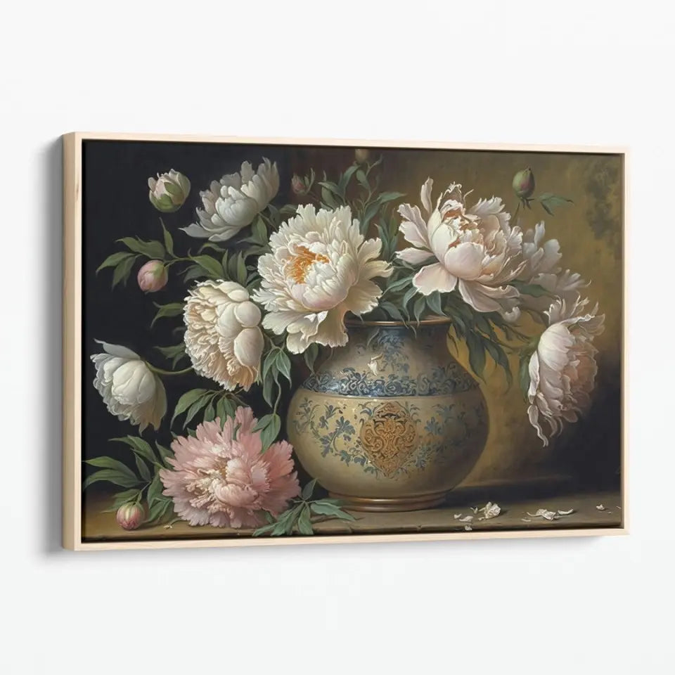 Baroque oil painting of Peonies flowers