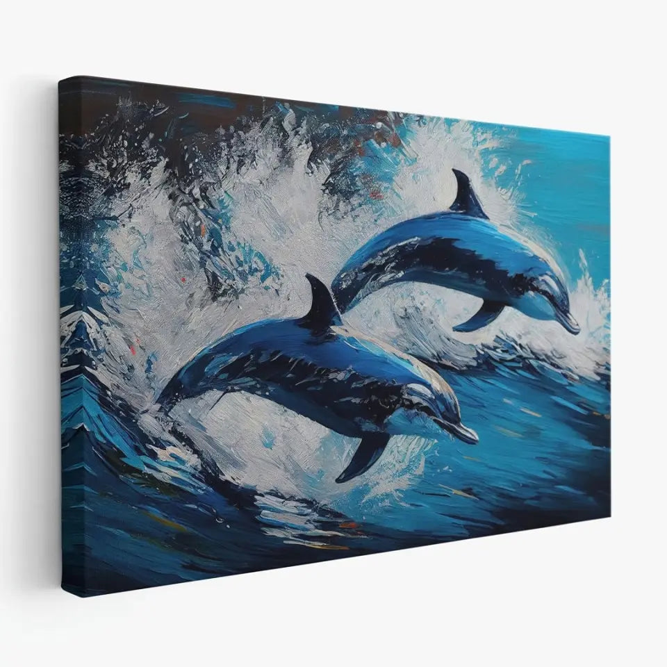 Couple jumping dolphins