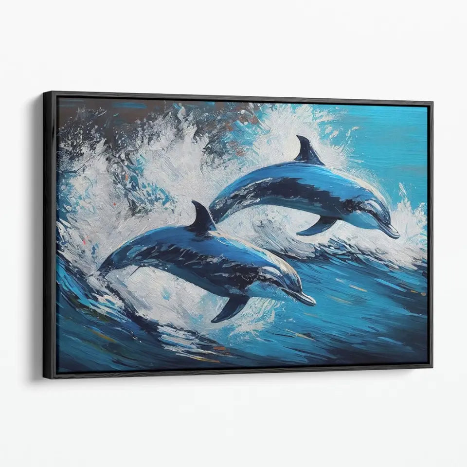 Couple jumping dolphins