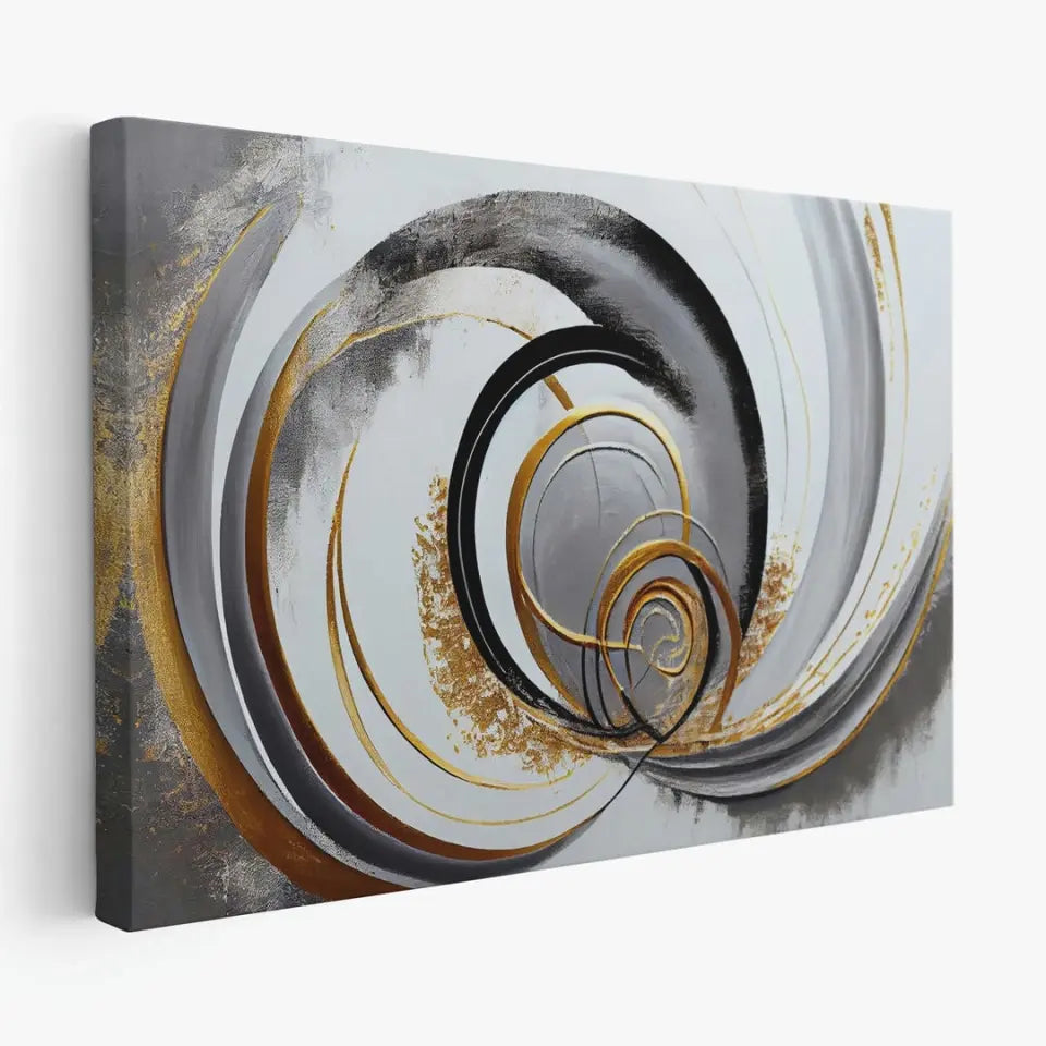 Luxurious Abstract Painting in Grey, White and Gold I