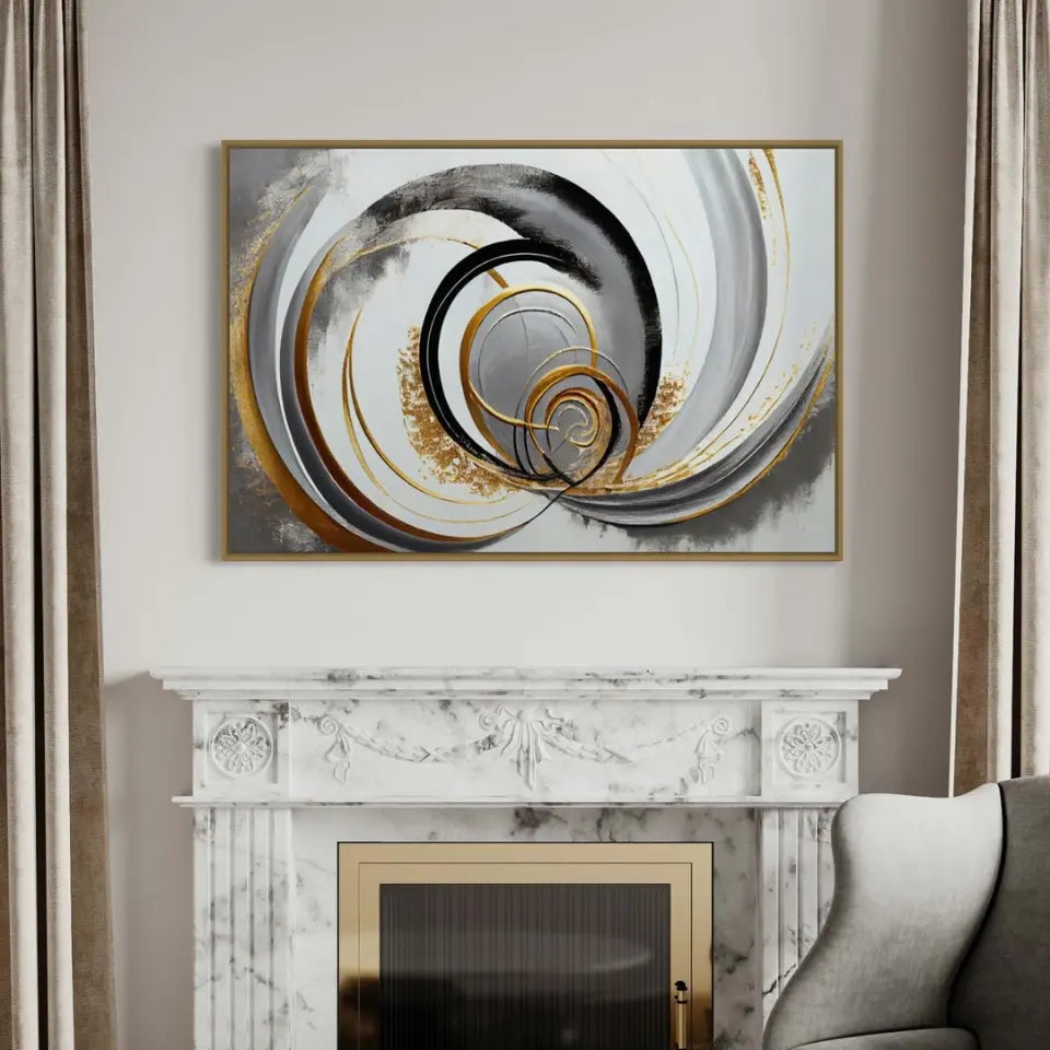 Luxurious Abstract Painting in Grey, White and Gold I