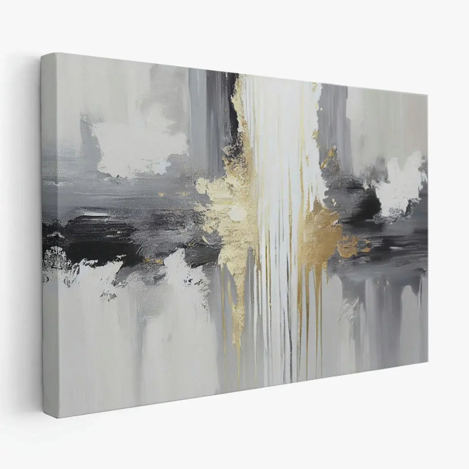 Luxurious Abstract Painting in Grey, White and Gold III