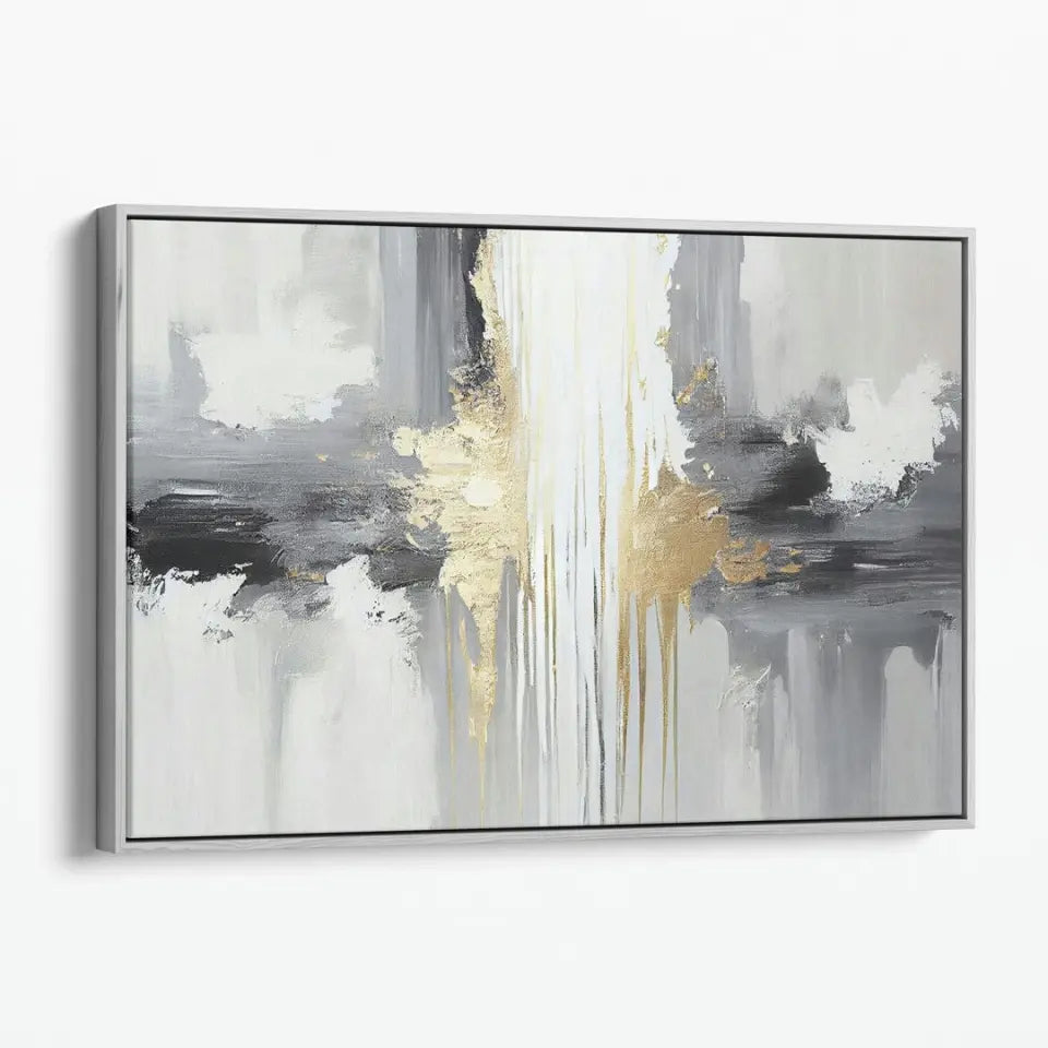 Luxurious Abstract Painting in Grey, White and Gold III