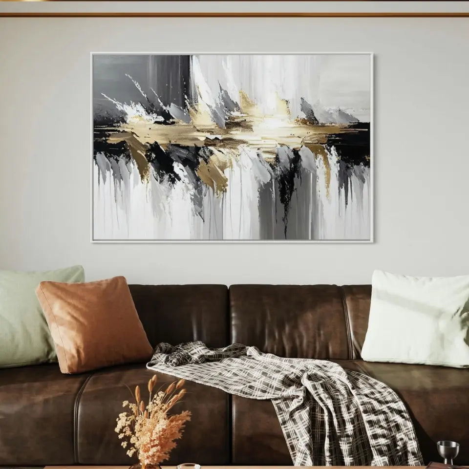 Luxurious Abstract Paintings in Grey, White and Gold II
