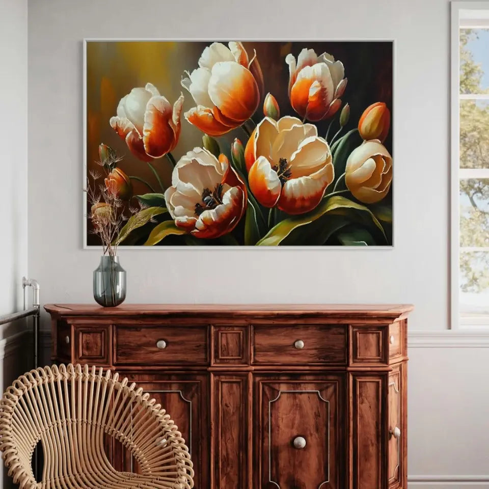 Oil painting of tulips