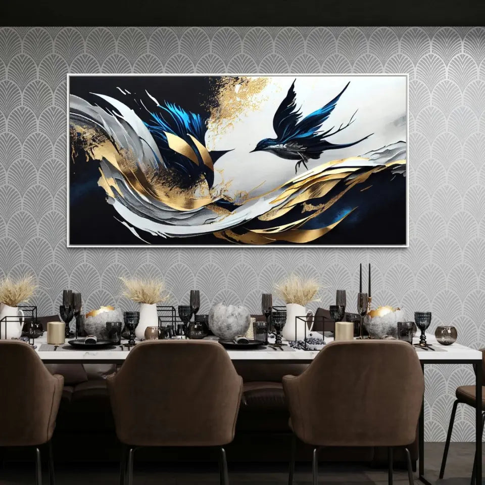 Blue bird on a luxurious background