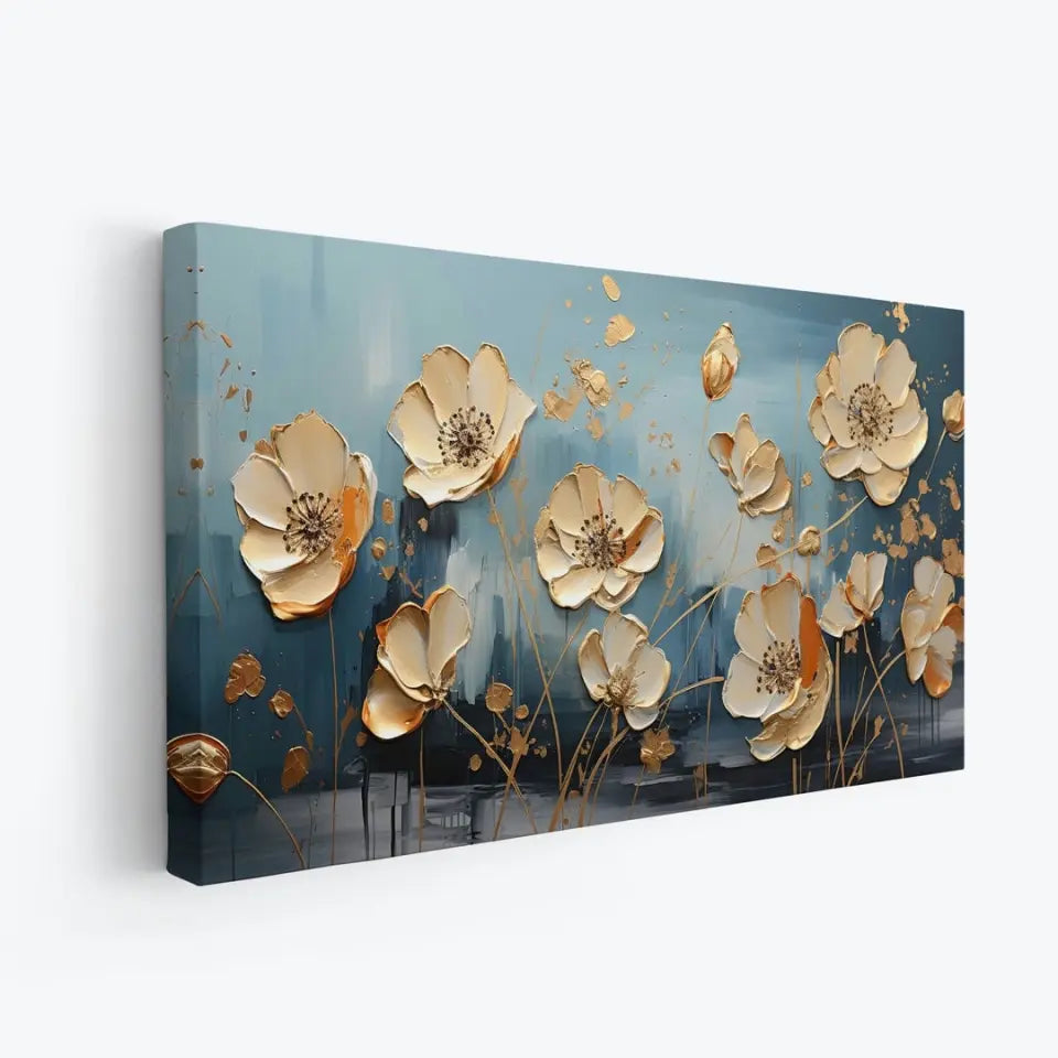 Luxurious flowers on a blue background II