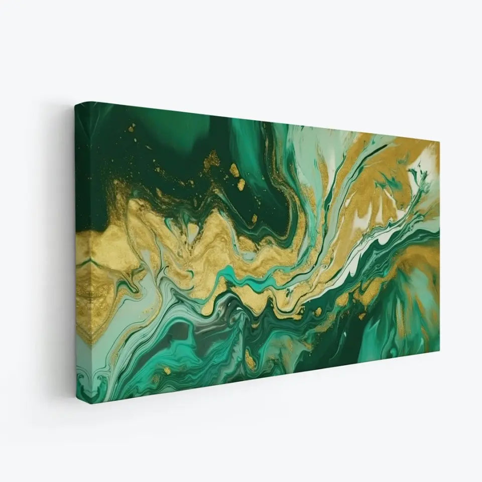 Luxurious green and gold canvas I