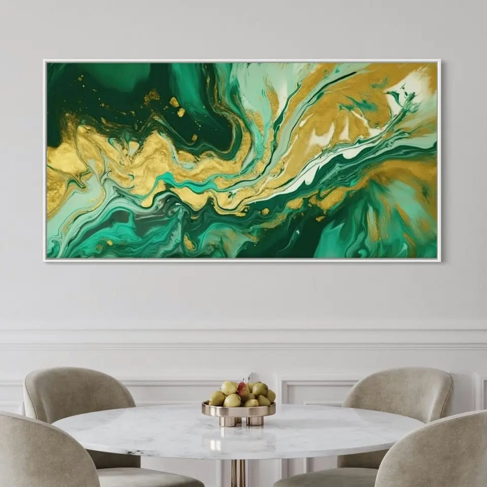 Luxurious green and gold canvas I