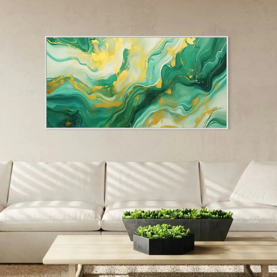 Luxurious green and gold canvas III