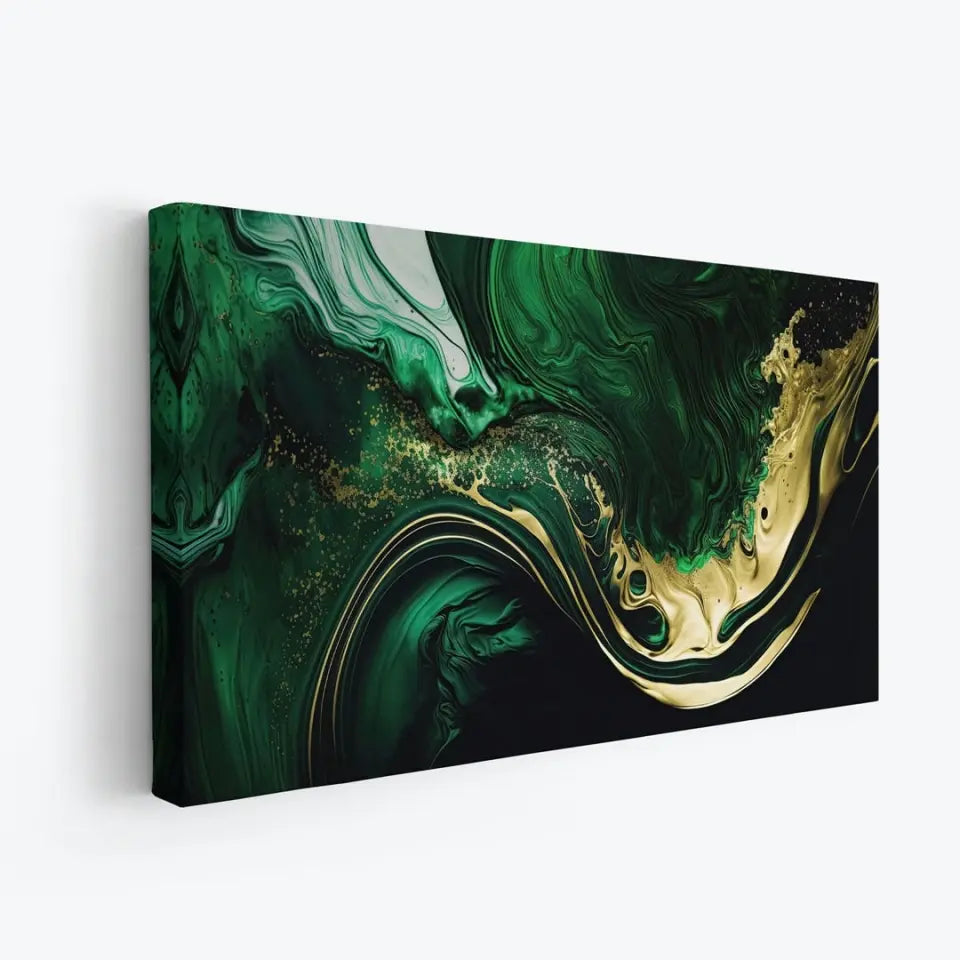 Luxurious green and gold canvas IV