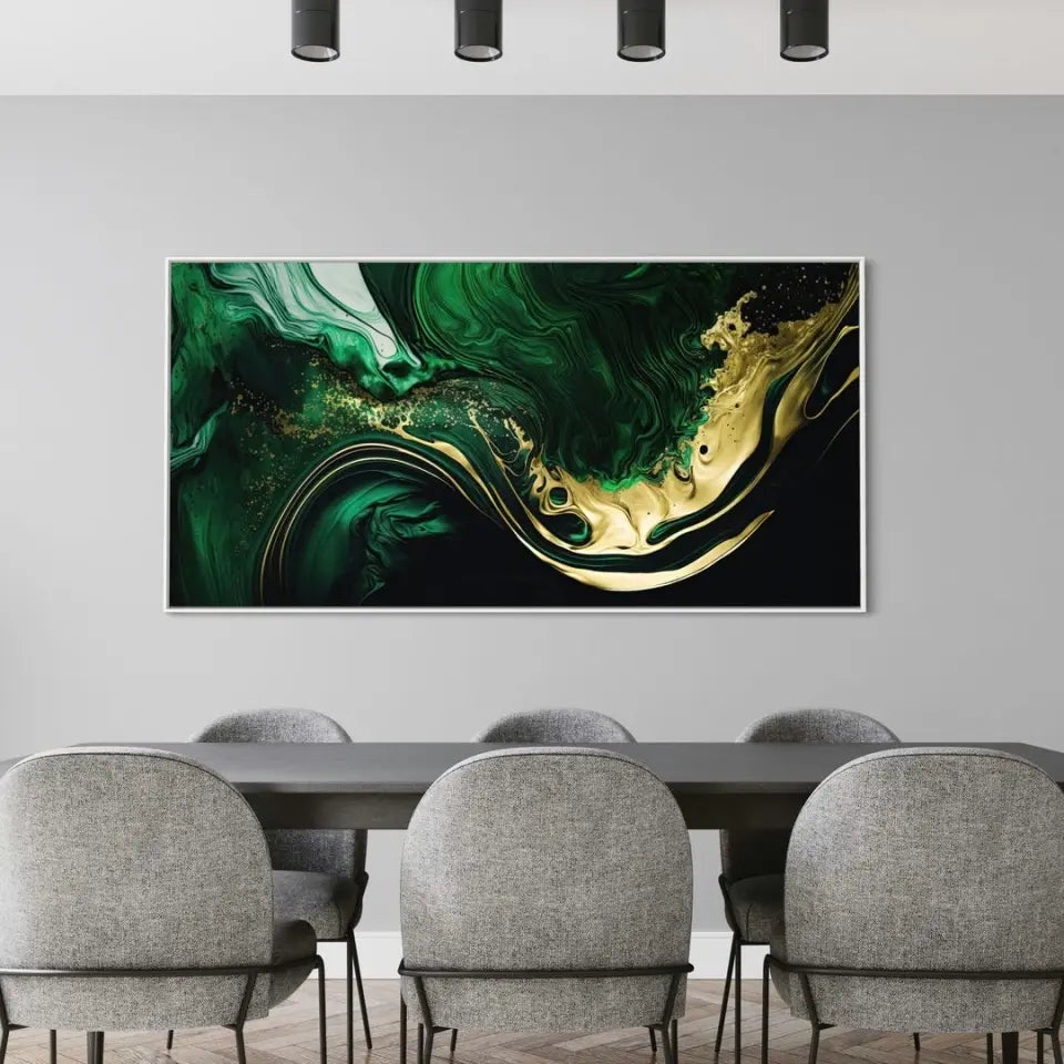 Luxurious green and gold canvas IV