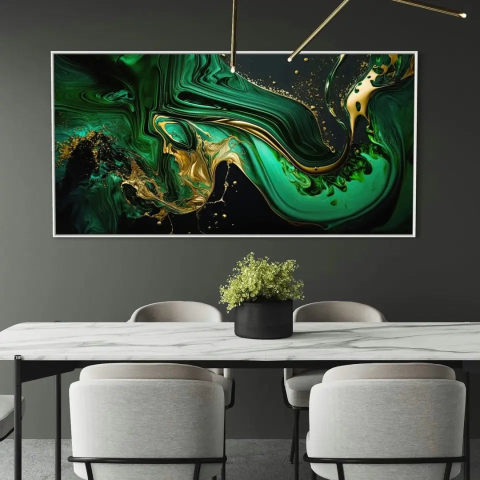 Luxurious green and gold canvas V