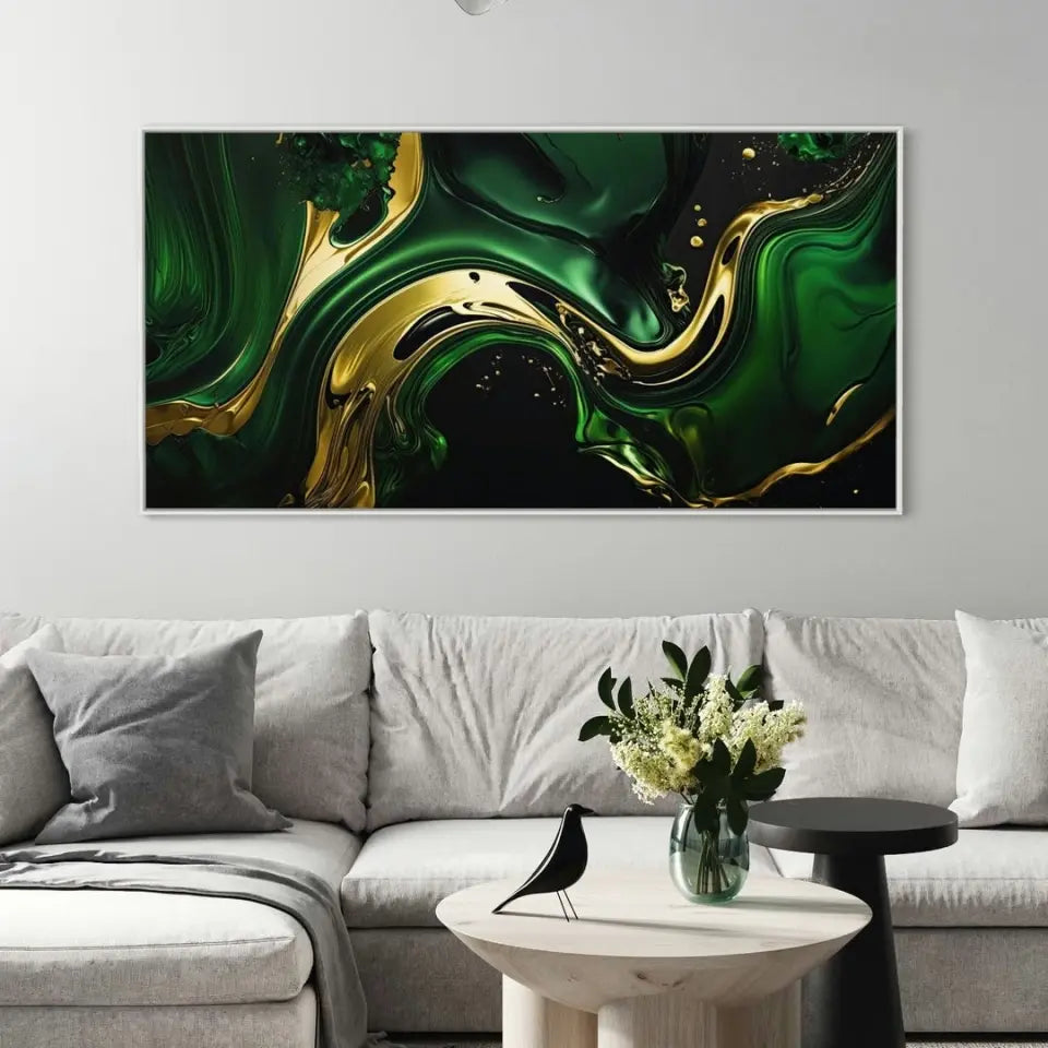 Luxurious green and gold canvas VI