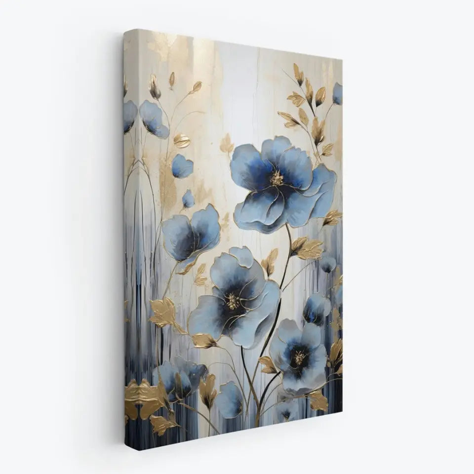 Gold and Blue flowers I