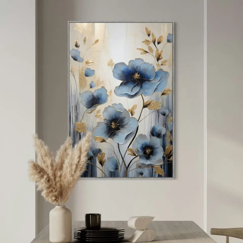 Gold and Blue flowers I