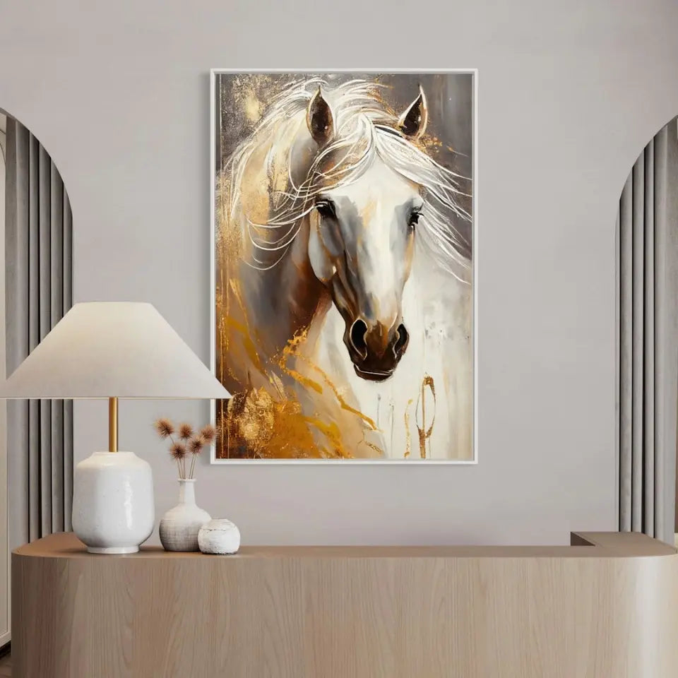 White and gold luxurious horse