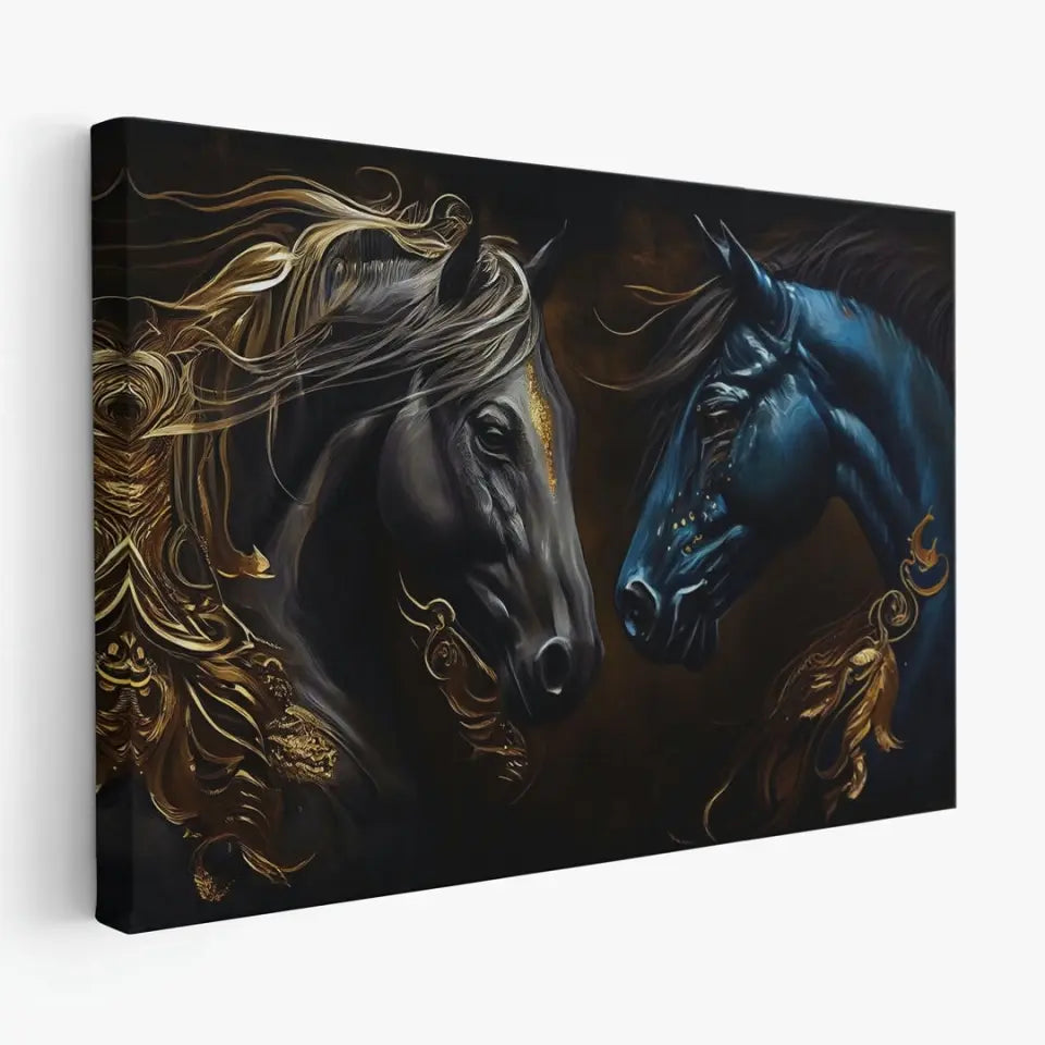 Abstract oil painting of a luxurious horse couple