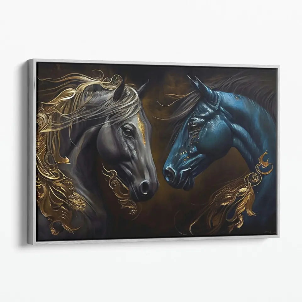 Abstract oil painting of a luxurious horse couple