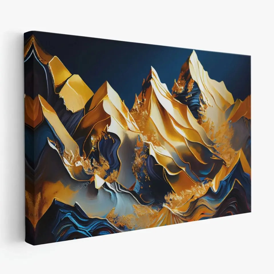 Majestic mountain in gold and blue