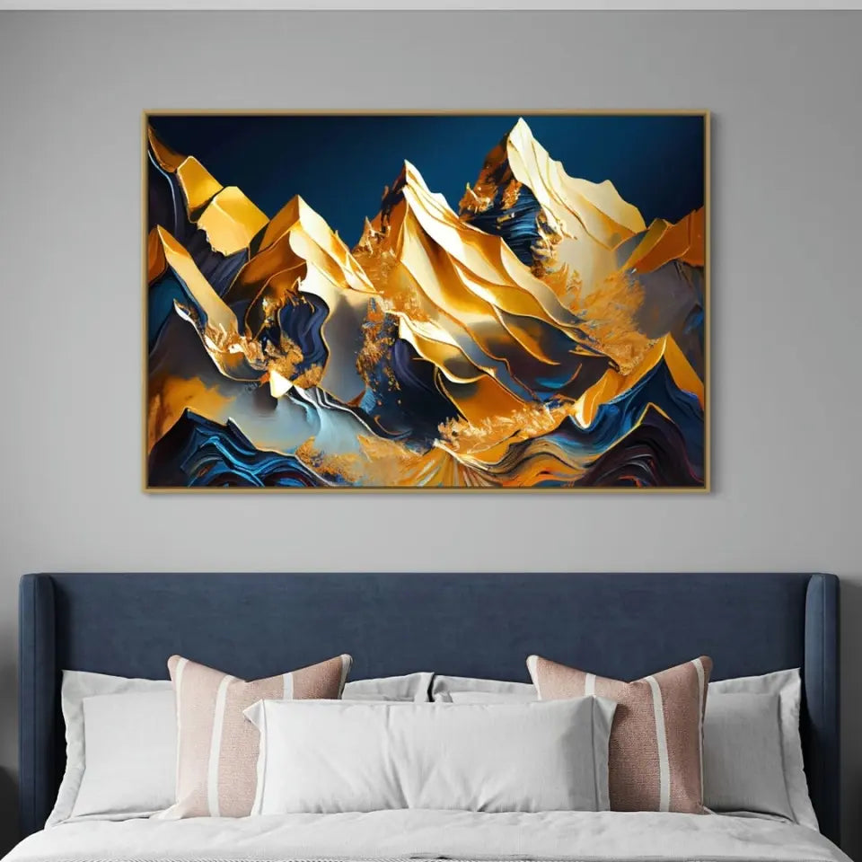 Majestic mountain in gold and blue