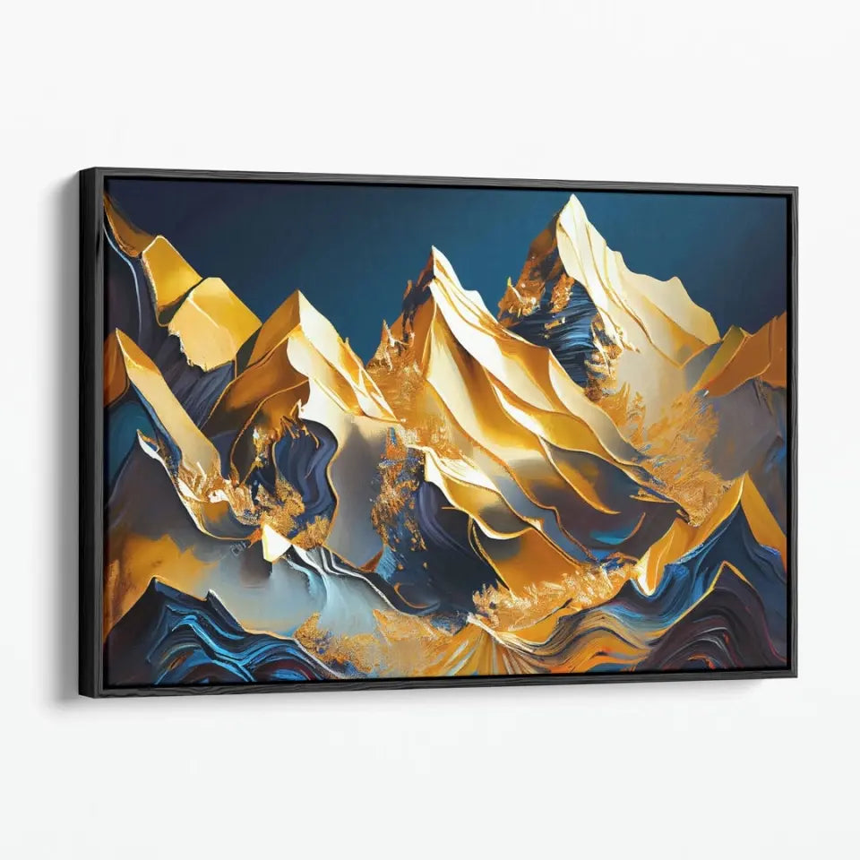 Majestic mountain in gold and blue