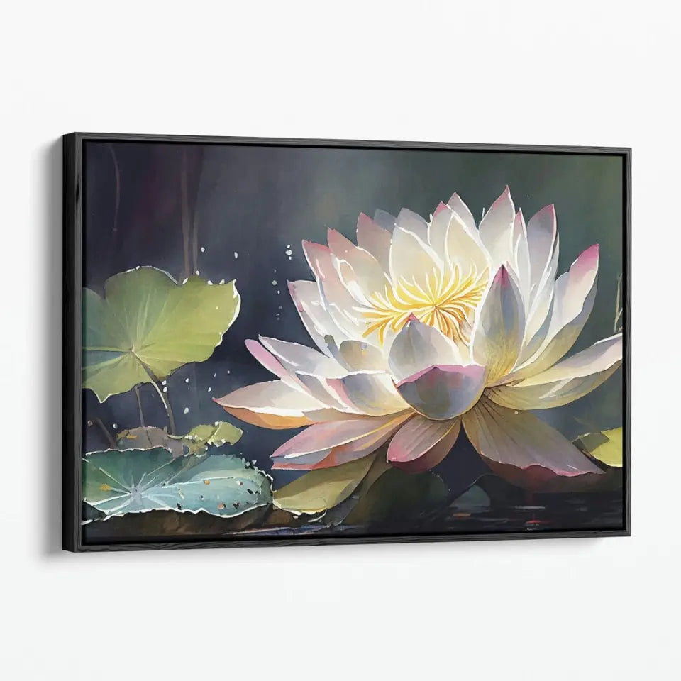 Watercolor painting white lotus bloom