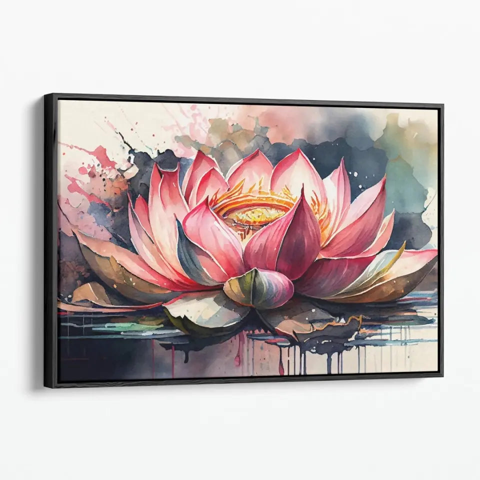 Watercolor painting lotus bloom in pond II