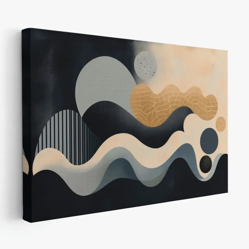 Minimalistic Wavy lines with circles based in abstract shapes V