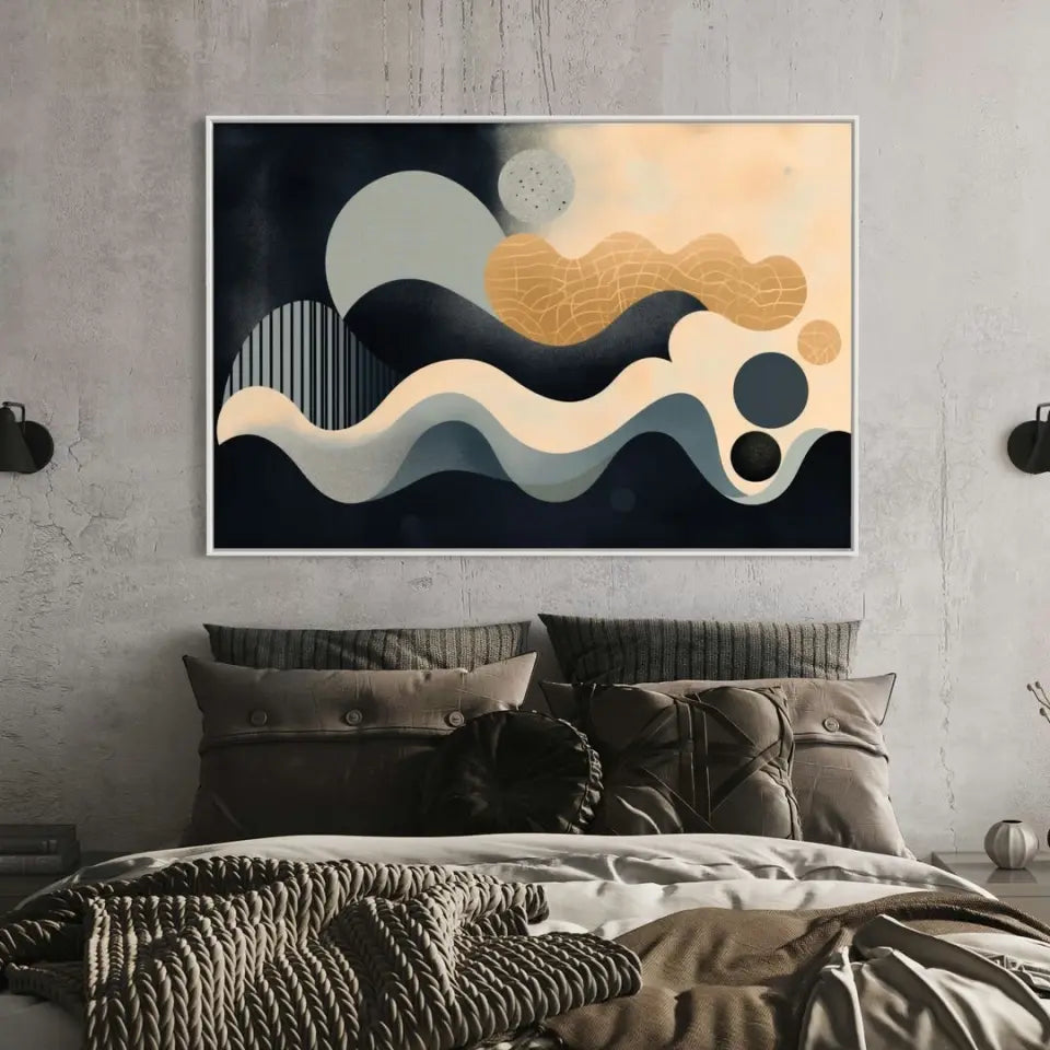 Minimalistic Wavy lines with circles based in abstract shapes V