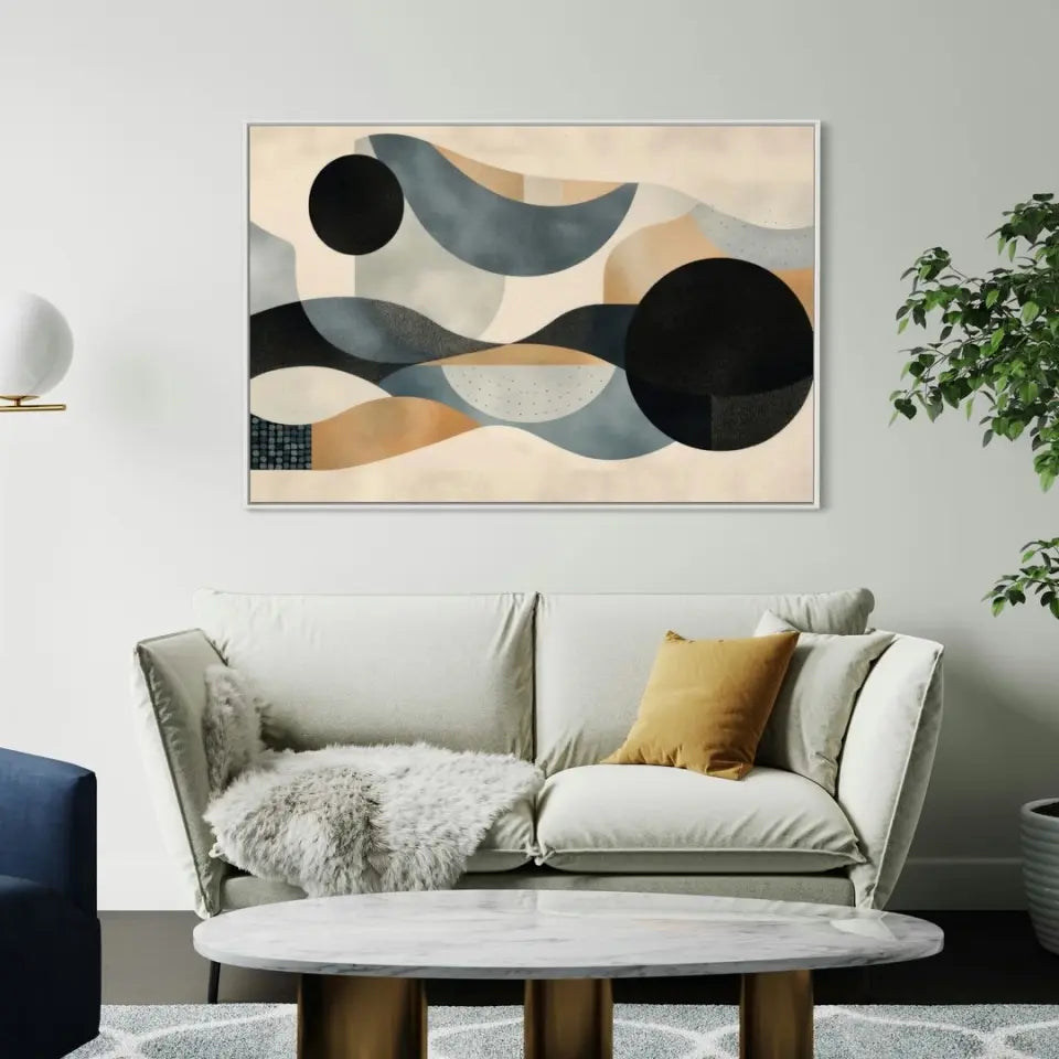Minimalistic Wavy lines with circles based in abstract shapes IV