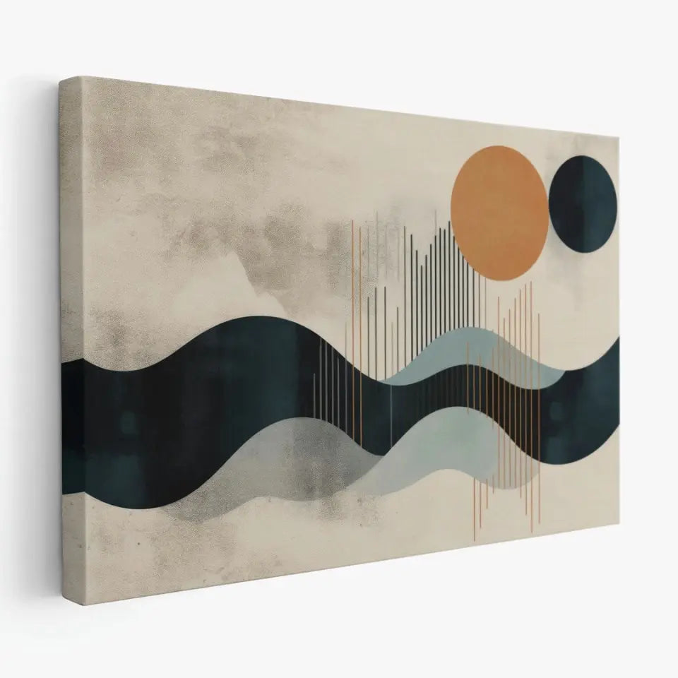Minimalistic Wavy lines with circles based in abstract shapes III
