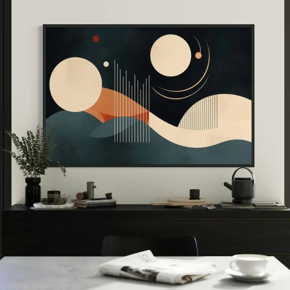 Minimalistic Wavy lines with circles based in abstract shapes II