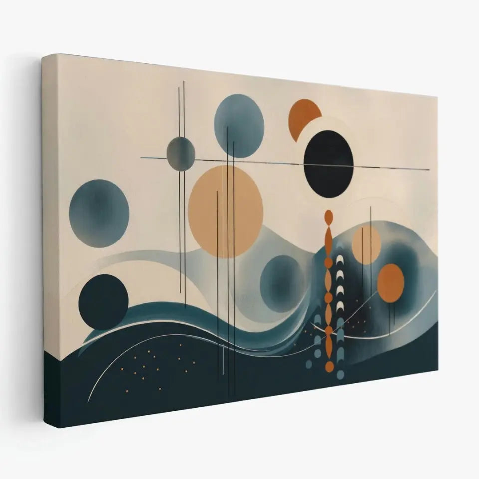 Minimalistic Wavy lines with circles based in abstract shapes I