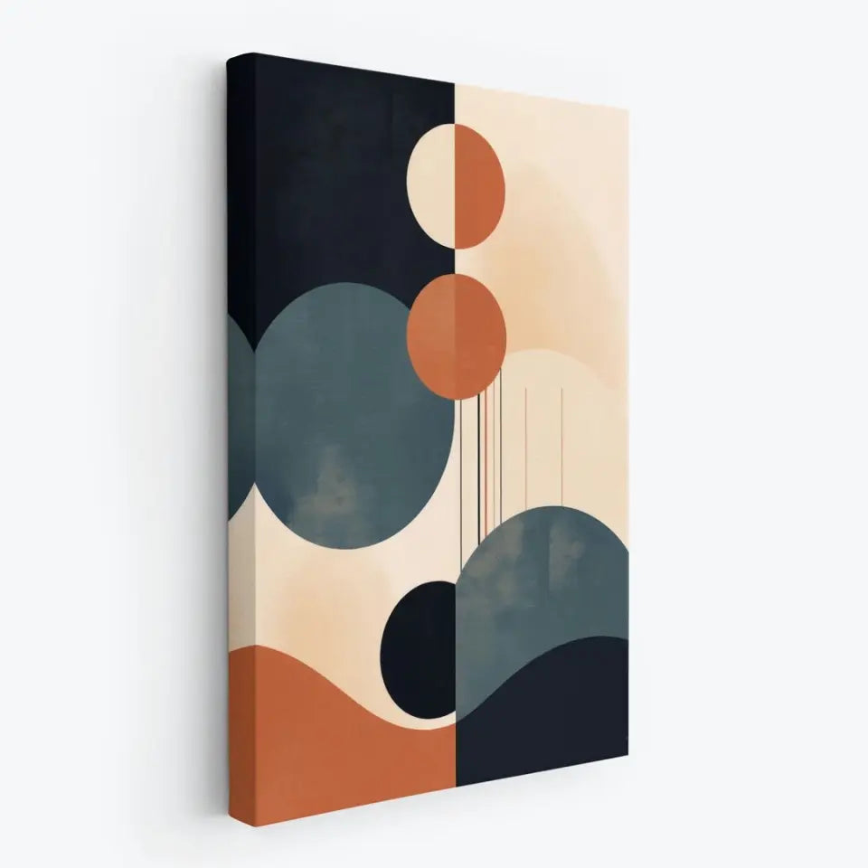 Wavy lines with circles in the style of warm blue and dark tones II
