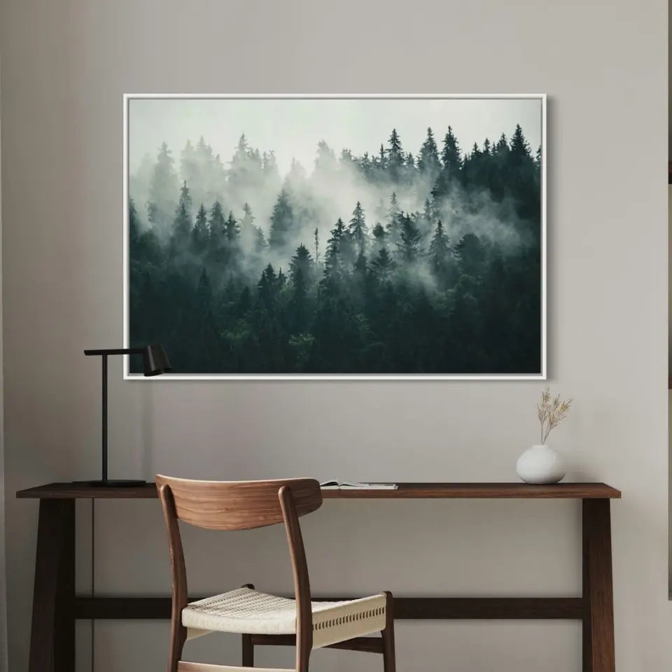 Foggy forest landscape