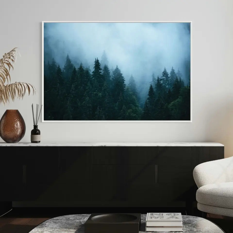 Fir forest in fog