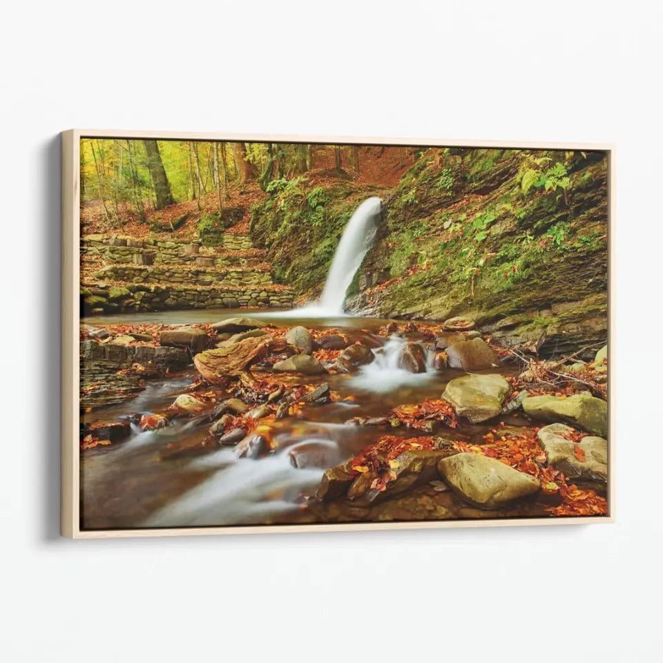 Autumn mountain waterfall stream