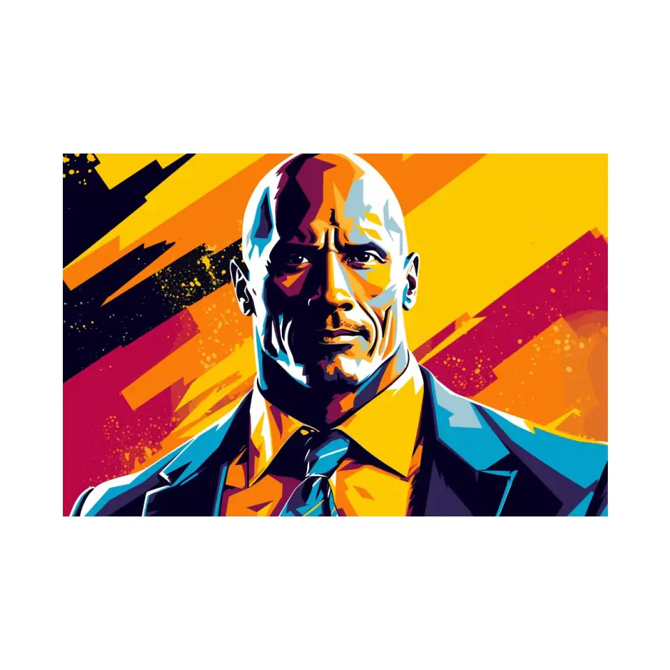 Colorful pop art of Dwayne Johnson