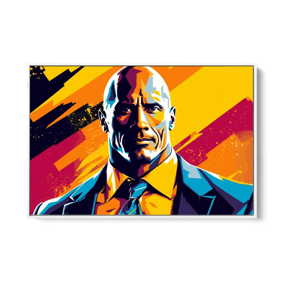 Colorful pop art of Dwayne Johnson