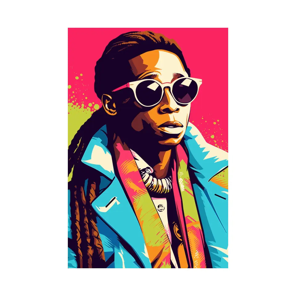 Colorful pop art of Lil Wayne