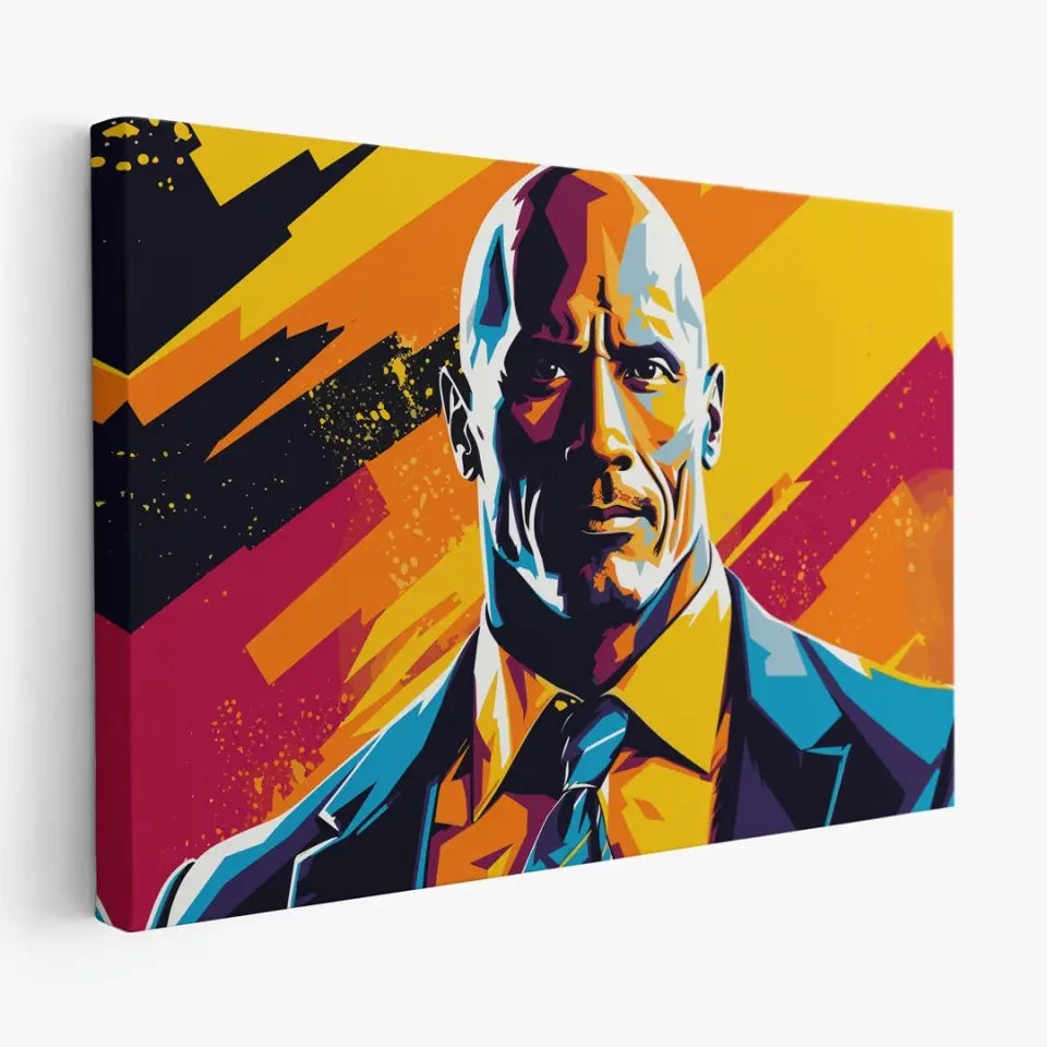 Colorful pop art of Dwayne Johnson