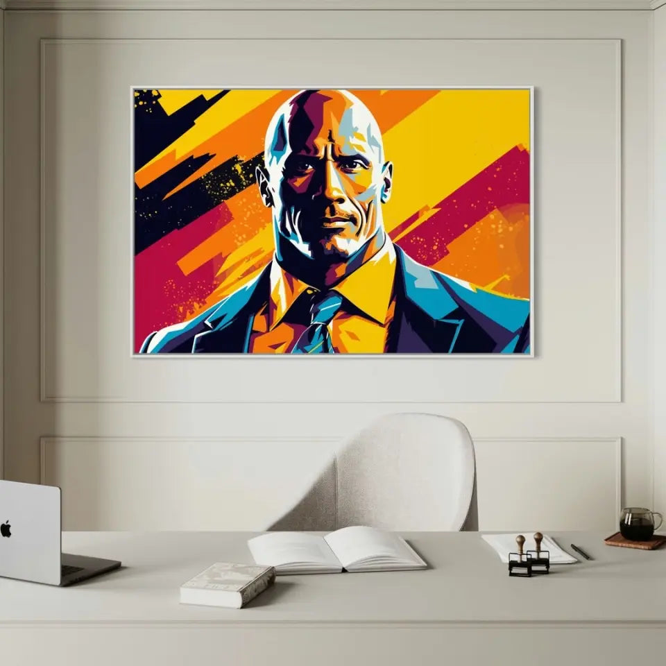 Colorful pop art of Dwayne Johnson