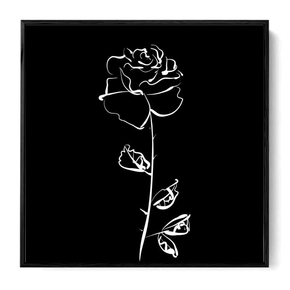 Rose in a graphic, white on black #F16