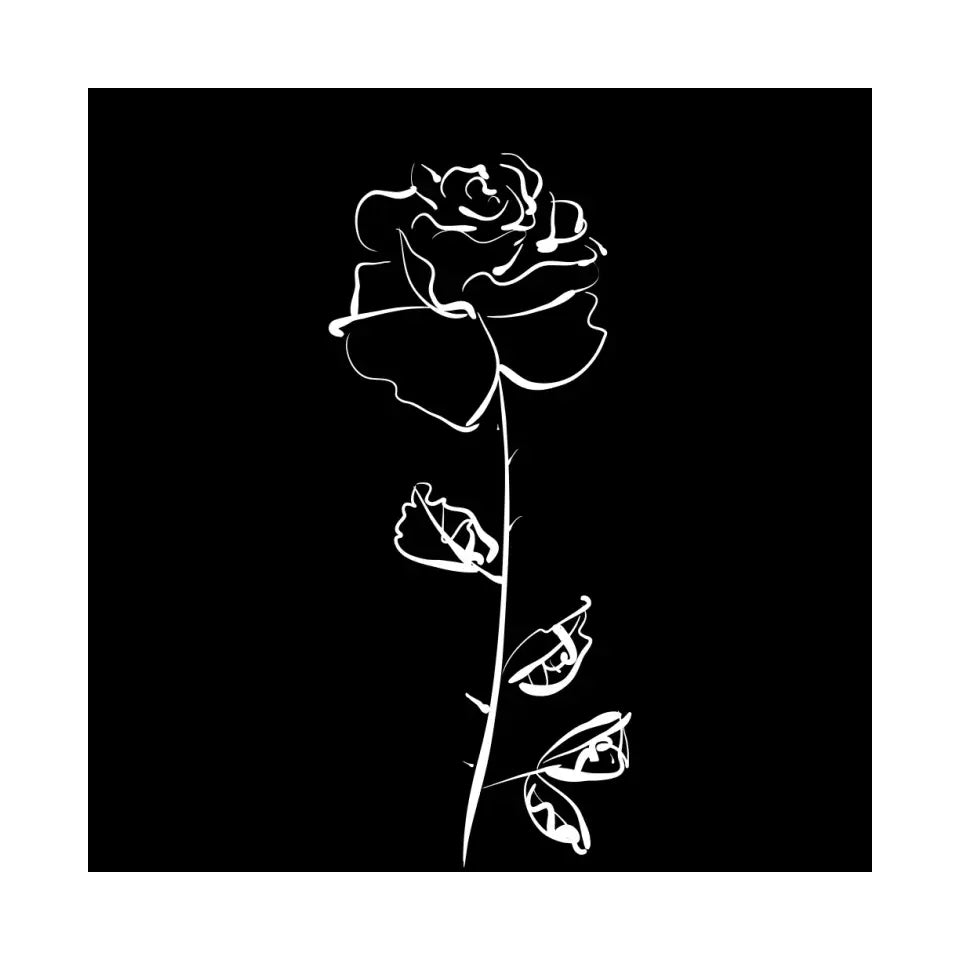 Rose in a graphic, white on black #F16