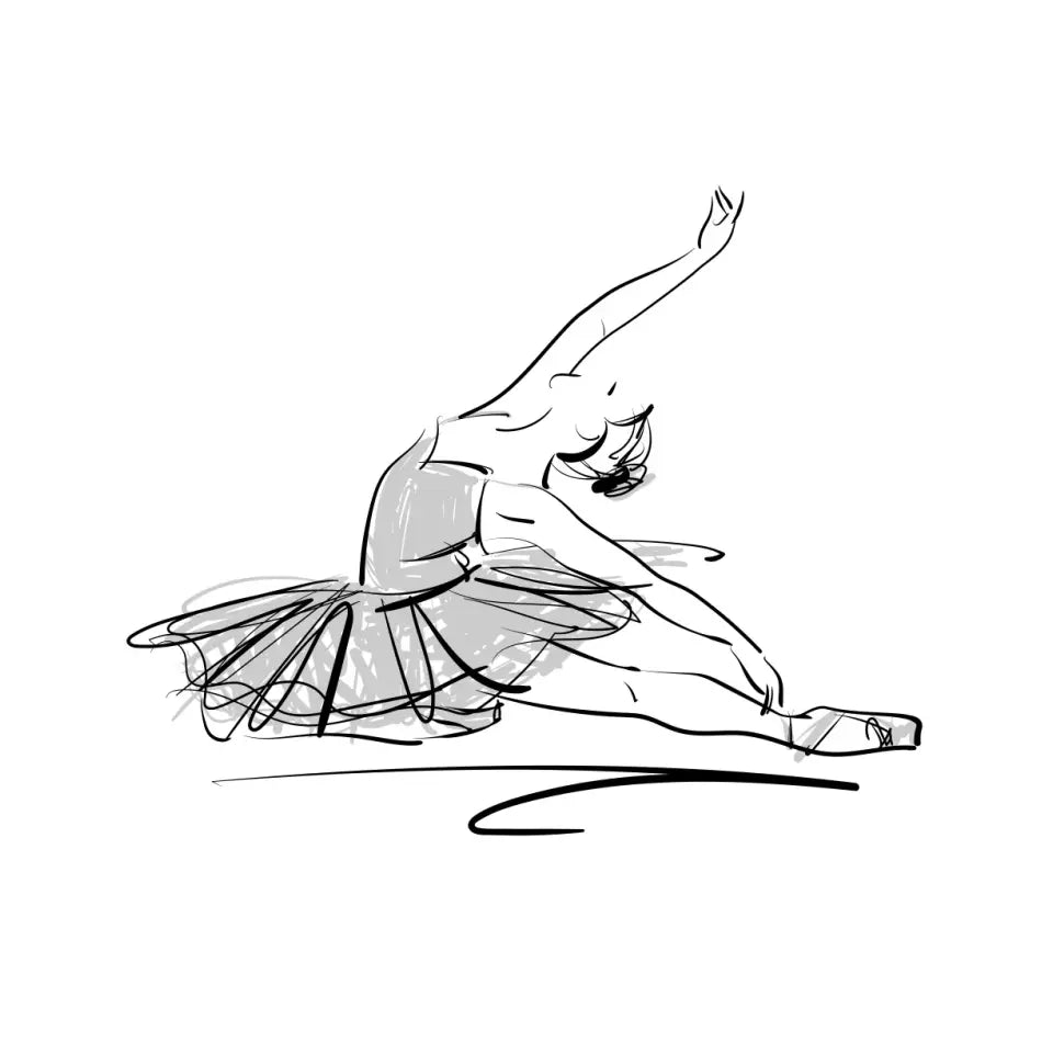 Ballerina in a classical dance pose on the floor #B07