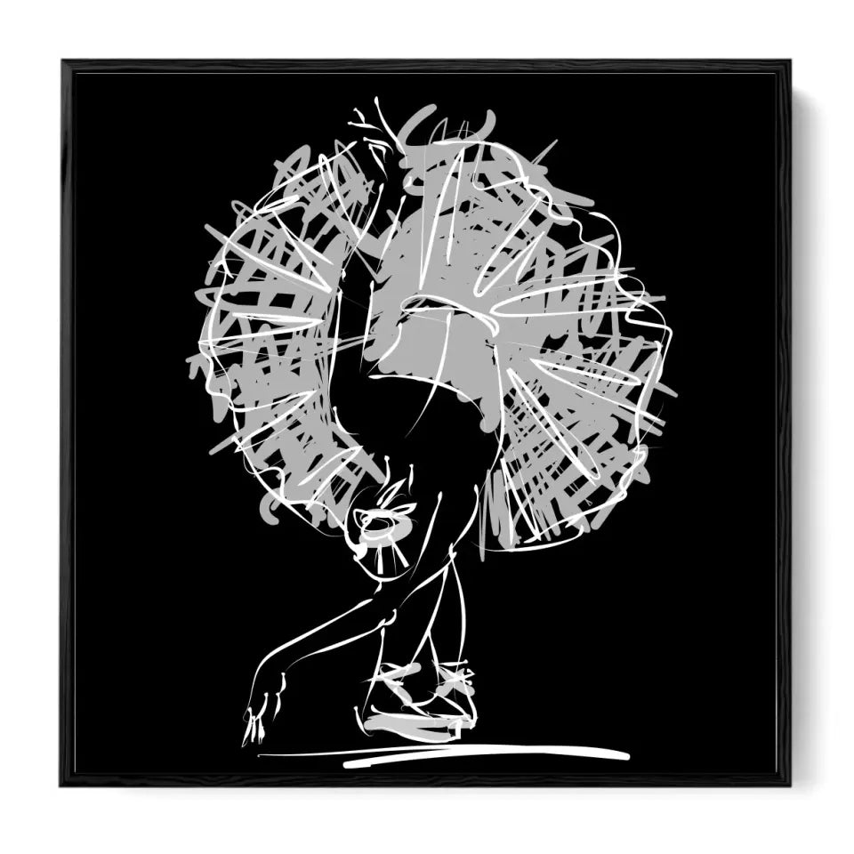 Ballerina in the classical ballet pose of bowing, white on black #B12