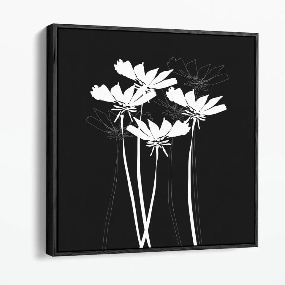 Flowers in graphic, white on black #F06